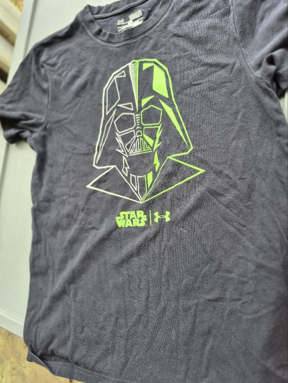 Under Armour Black Tee with Neon Green Star Wars Graphic